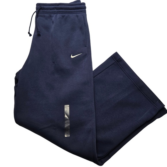 Nike Pants - Nike Womens XL Phoenix Fleece Wide Leg Sweatpants Navy Blue High Rise Standard